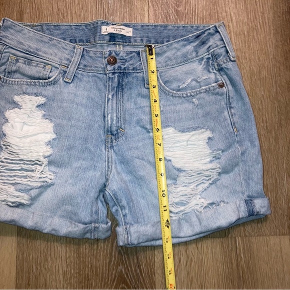 Abercrombie & Fitch Women’s Blue Jean Shorts Distressed Cut-Off Y2K | Size 27 - Picture 7 of 8